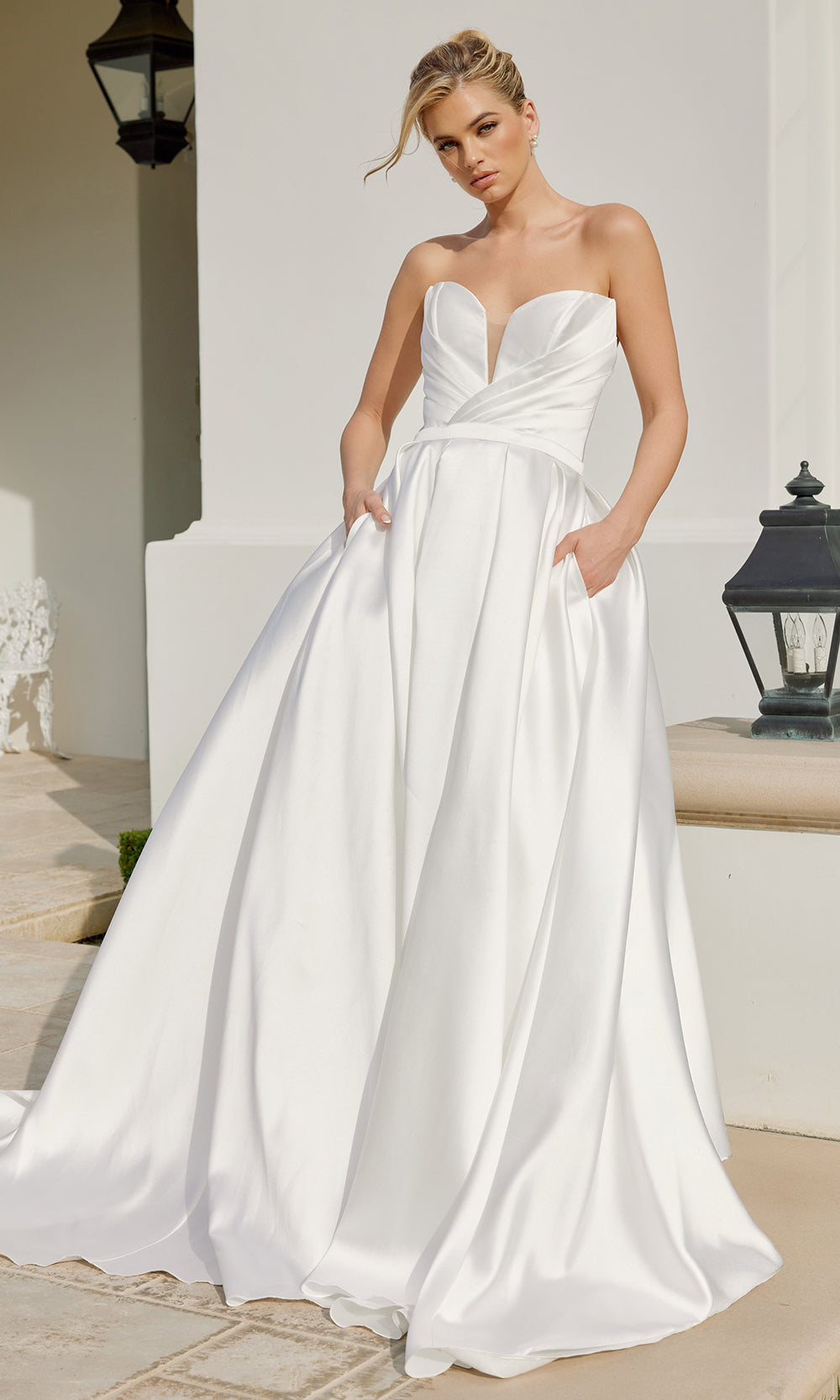 Nox Anabel JE1075 - Modern Strapless Bridal Ball Gown Wedding Dresses