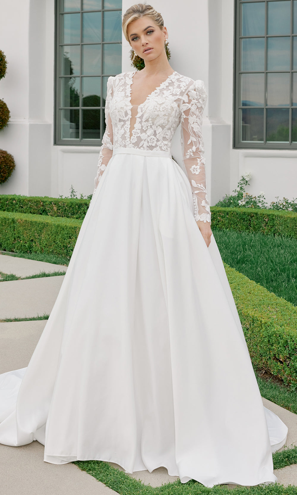 Nox Anabel JE1078 - Floral Applique Bridal Ball Gown Wedding Dresses