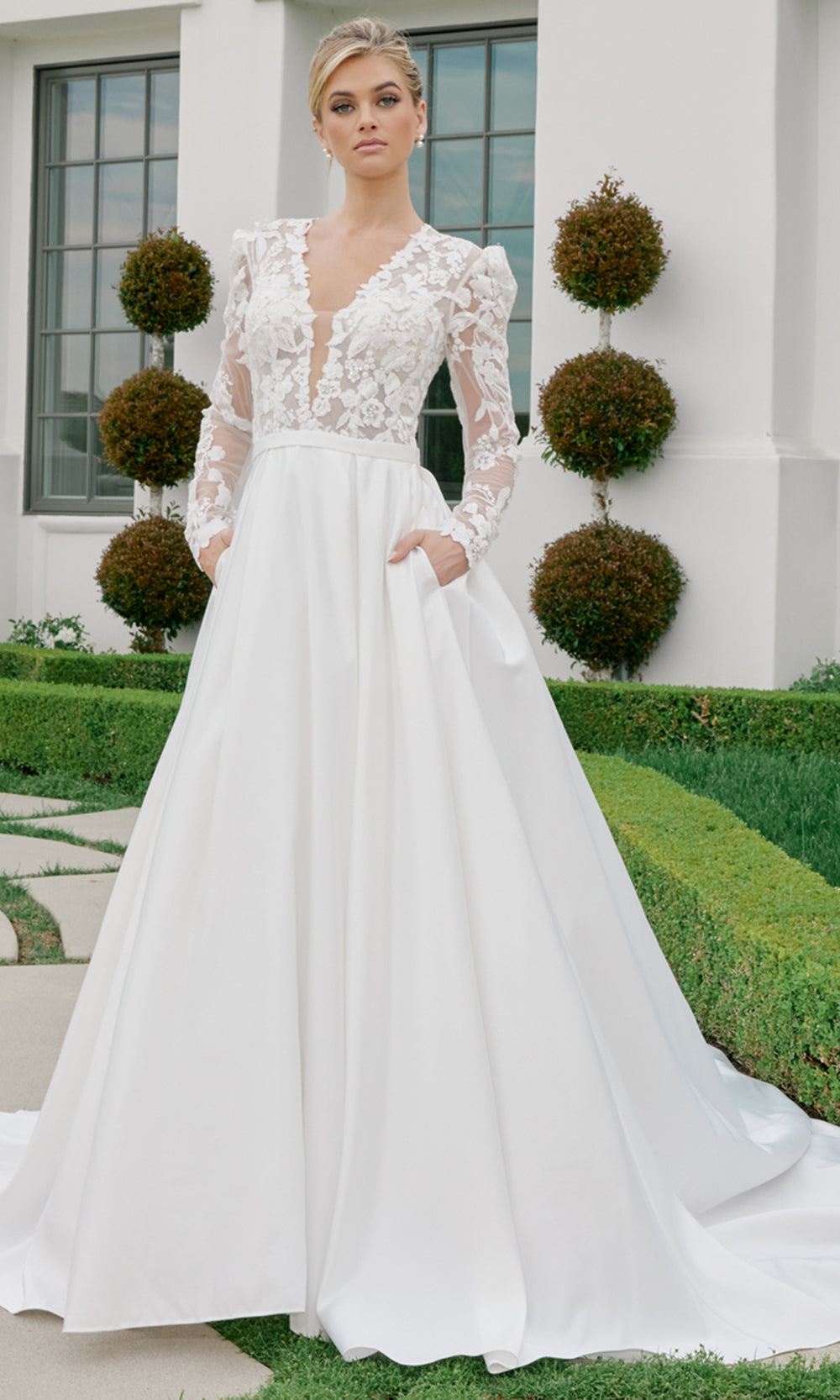 Nox Anabel JE1078 - Floral Applique Bridal Ball Gown Wedding Dresses