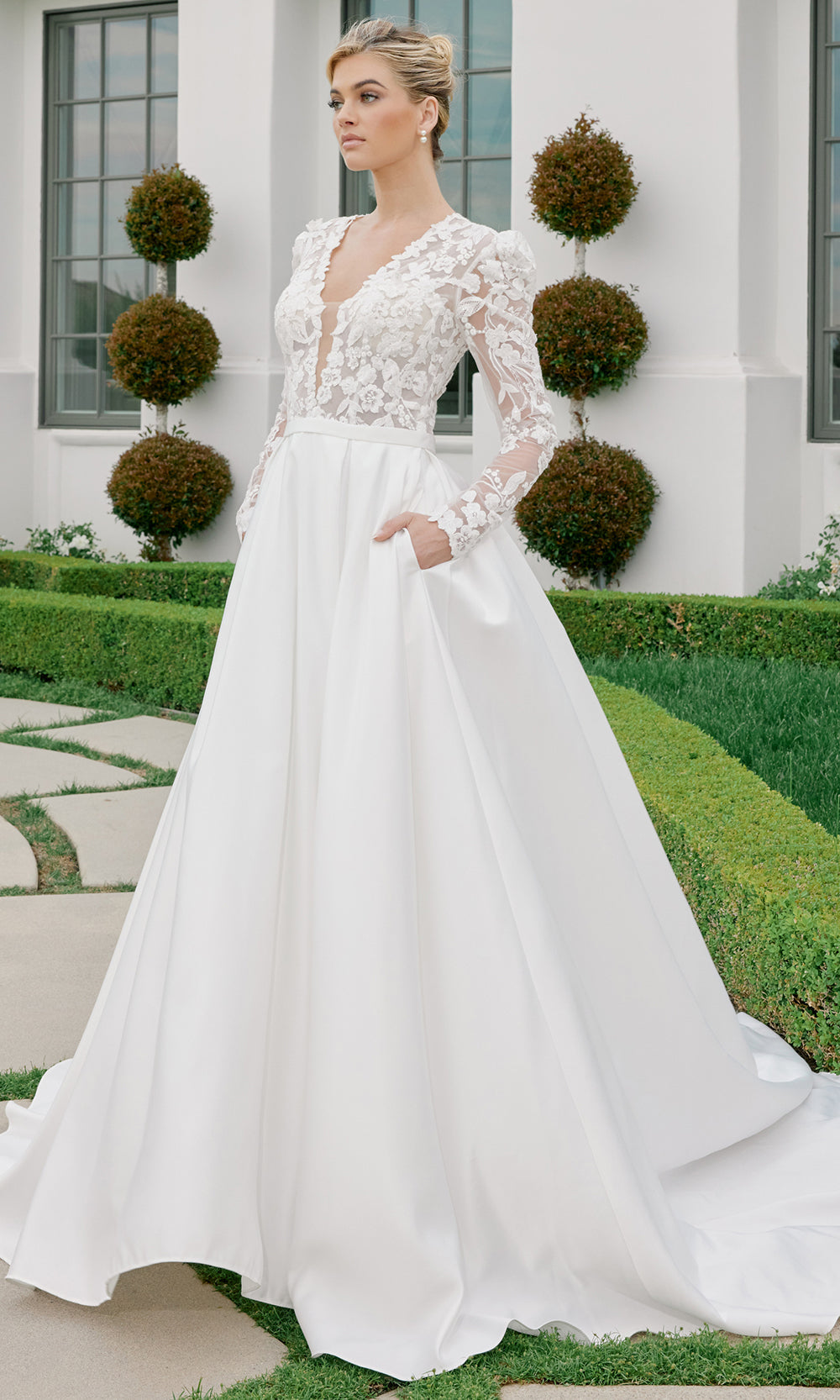 Nox Anabel JE1078 - Floral Applique Bridal Ball Gown Wedding Dresses