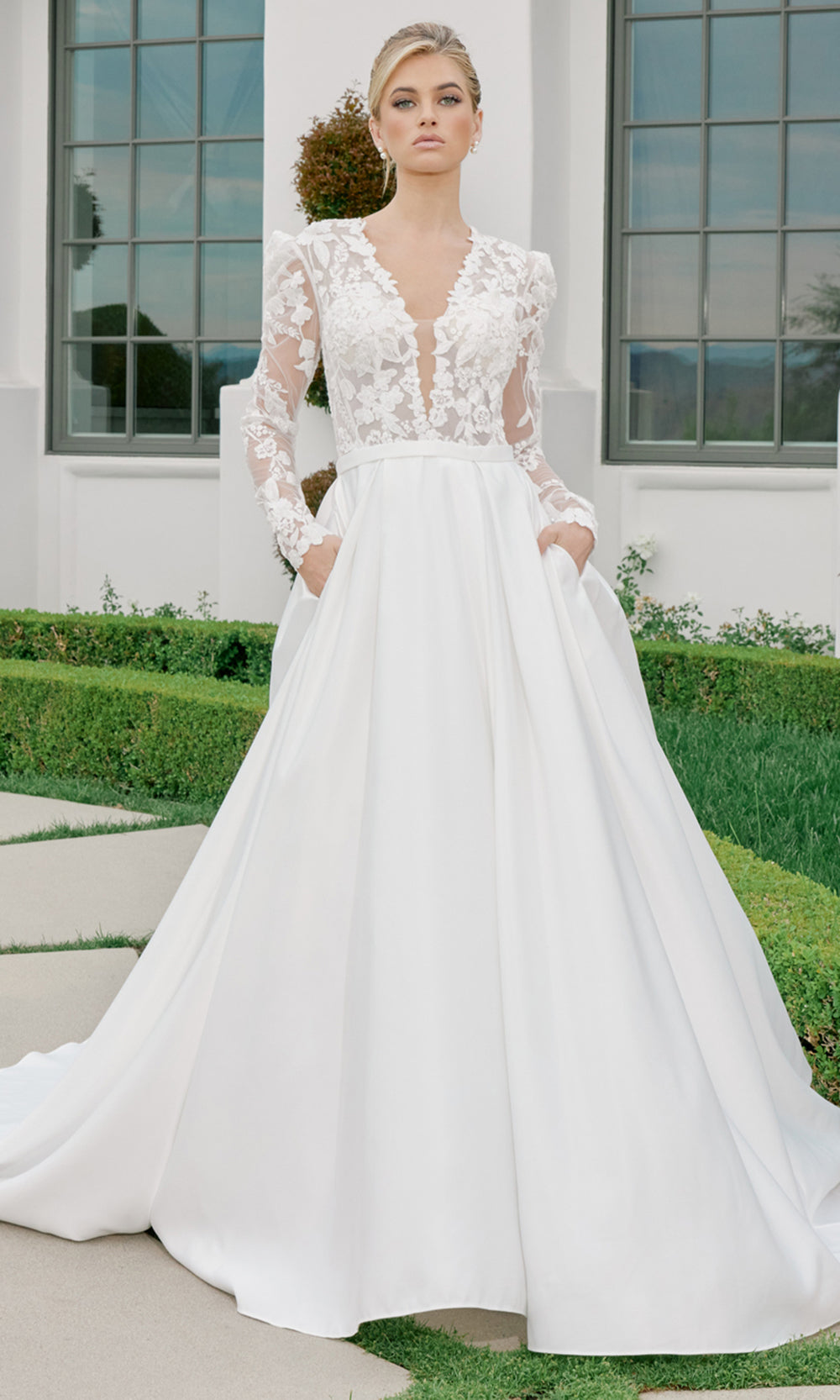 Nox Anabel JE1078 - Floral Applique Bridal Ball Gown Wedding Dresses