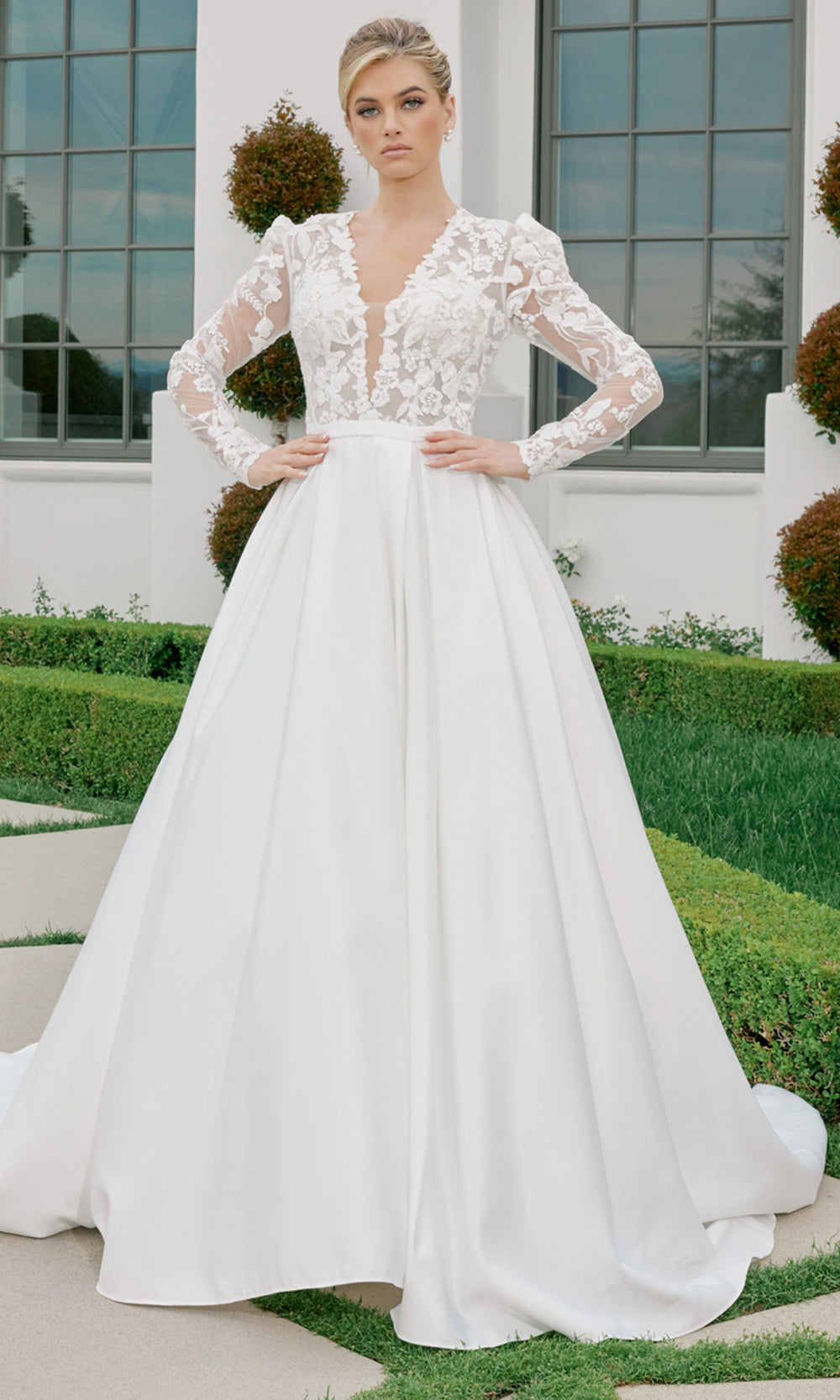 Nox Anabel JE1078 - Floral Applique Bridal Ball Gown Wedding Dresses