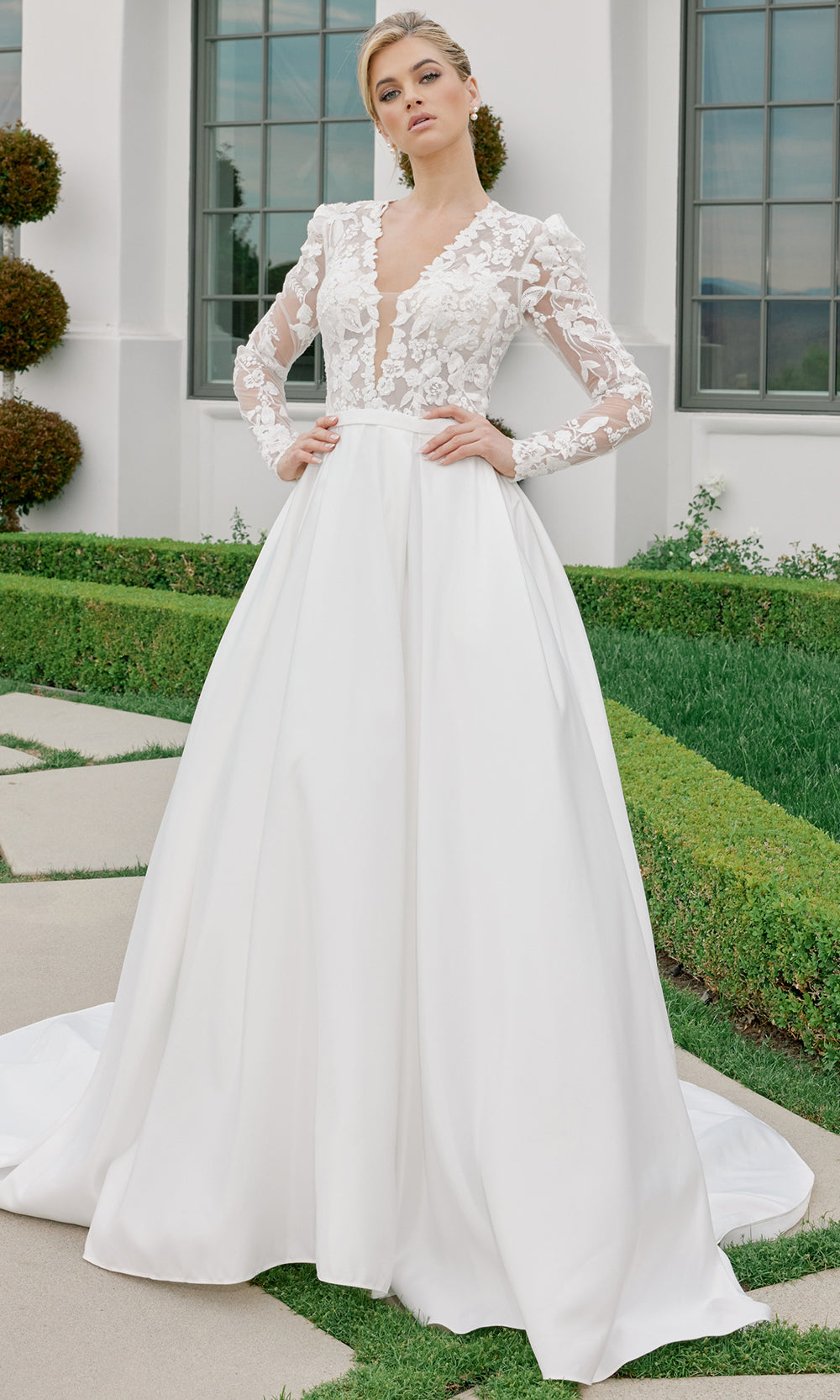 Nox Anabel JE1078 - Floral Applique Bridal Ball Gown Wedding Dresses