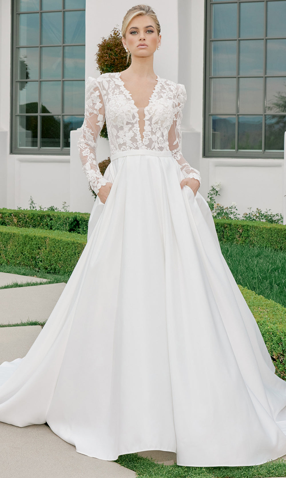 Nox Anabel JE1078 - Floral Applique Bridal Ball Gown Wedding Dresses