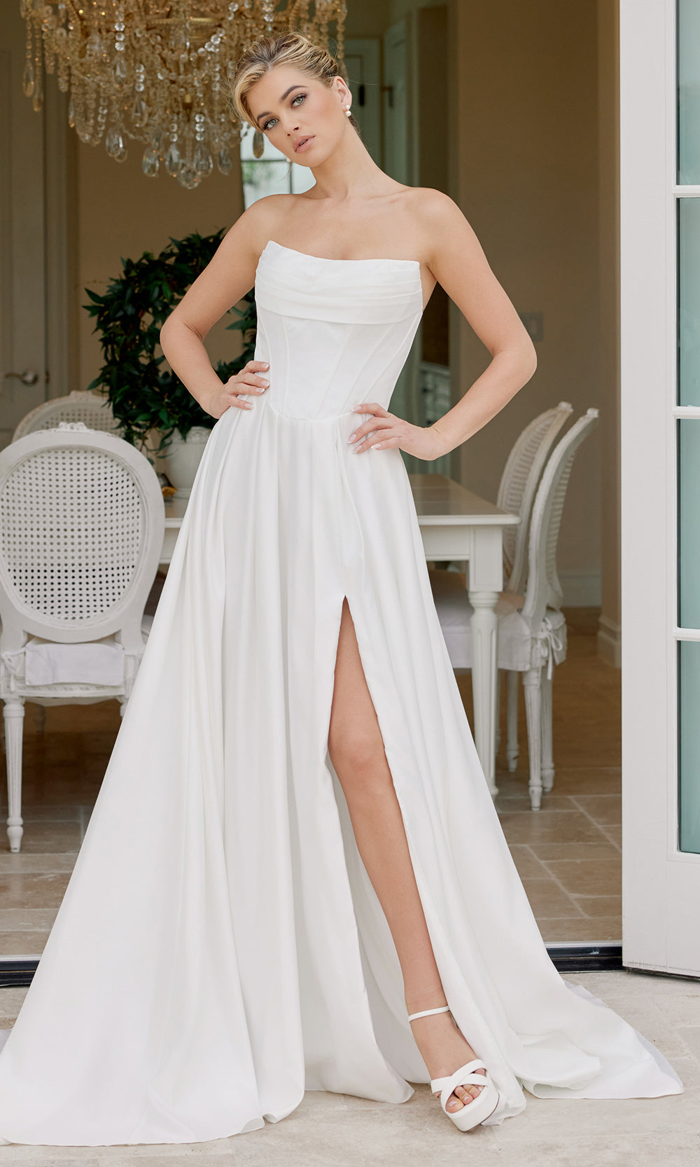 Nox Anabel JE1082 - Strapless Gown with Front Slit Wedding Dresses