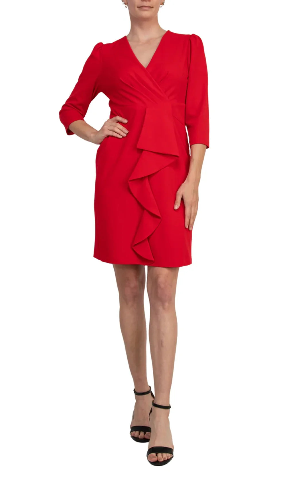 Julia Jordan JJ38491 - Three-Quarter Sleeve Dress with Cascade Ruffle Cocktail Dresses
