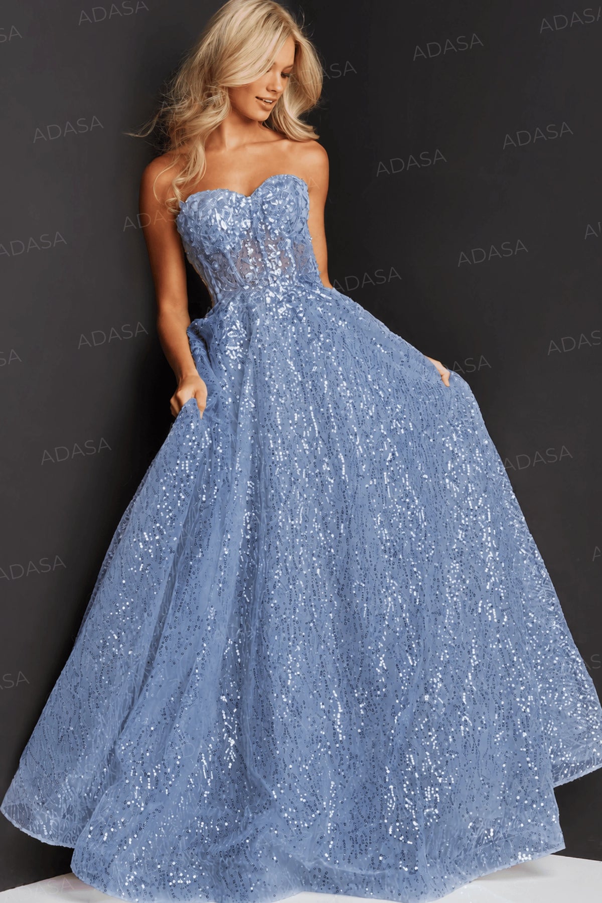 Jovani 08417 - Applique Corset Prom Dress