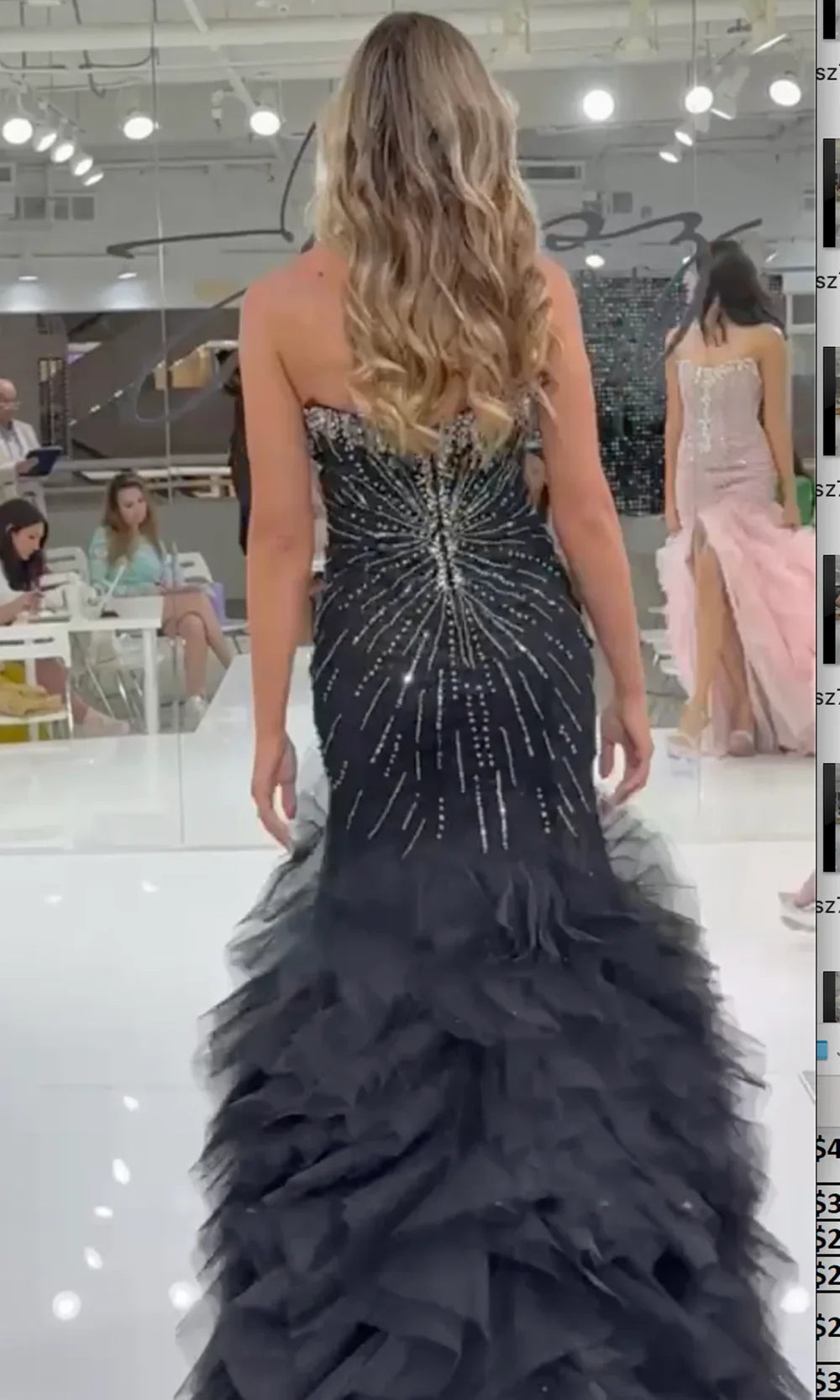 Jasz Couture 7905 - Ruffled Skirt Strapless Scoop Prom Gown Special Occasion Dress in Black Gunmetal