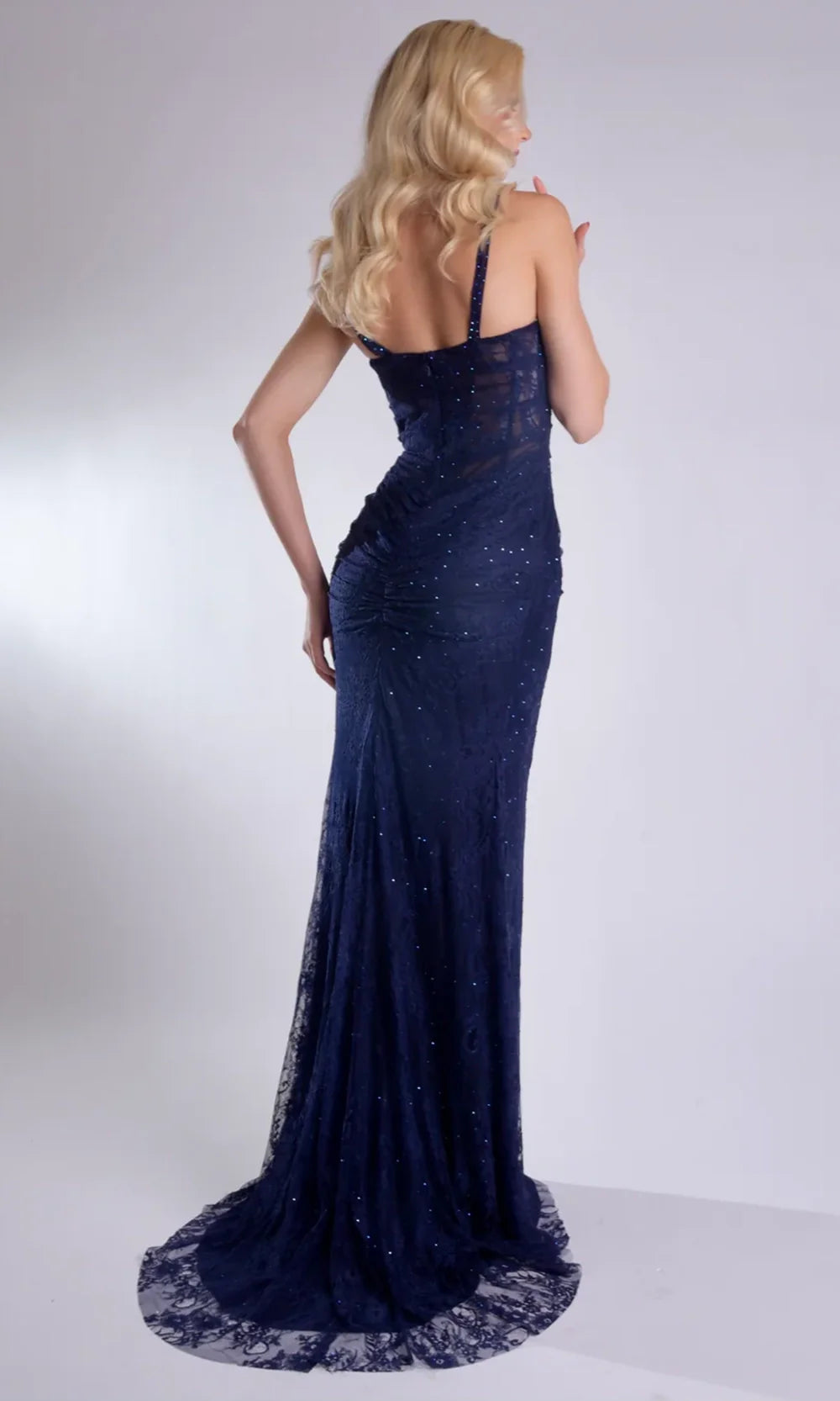 Jasz Couture 7913 - Beaded Lace Ruched Sleeveless Gown Prom Dresses