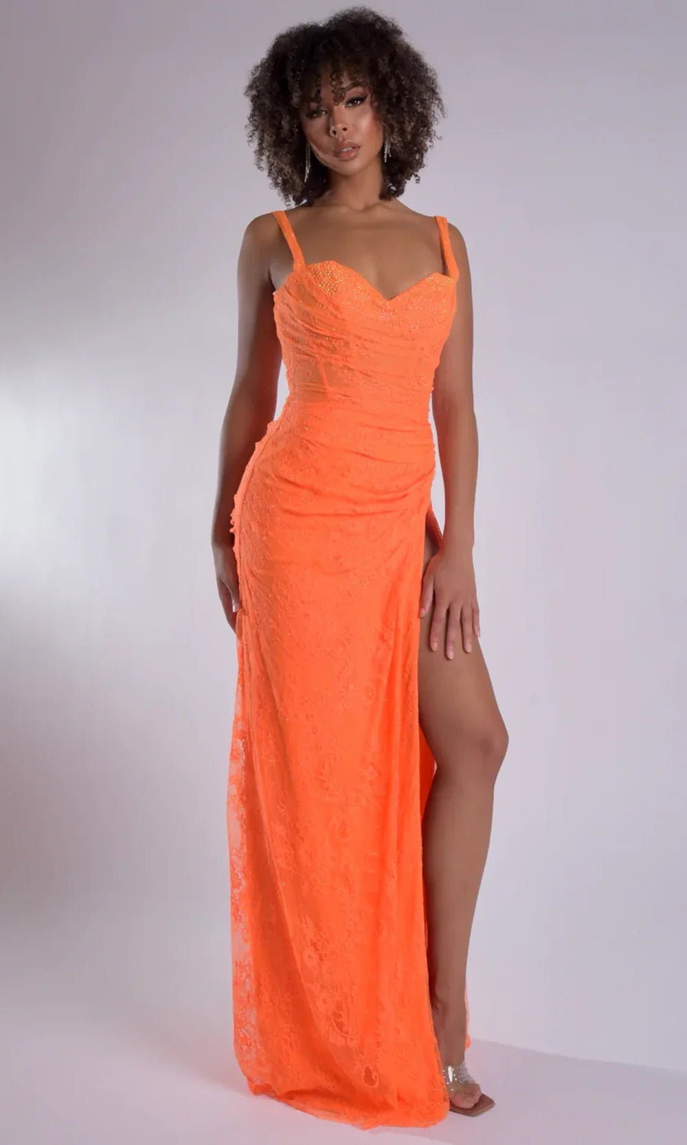 Jasz Couture 7913 - Beaded Lace Ruched Sleeveless Gown Prom Dresses