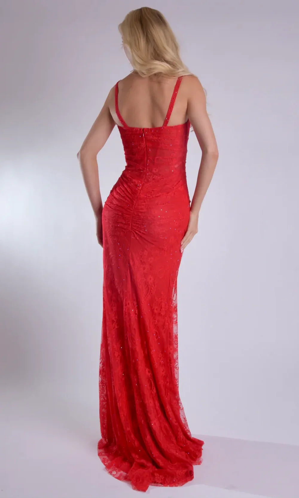 Jasz Couture 7913 - Beaded Lace Ruched Sleeveless Gown Prom Dresses