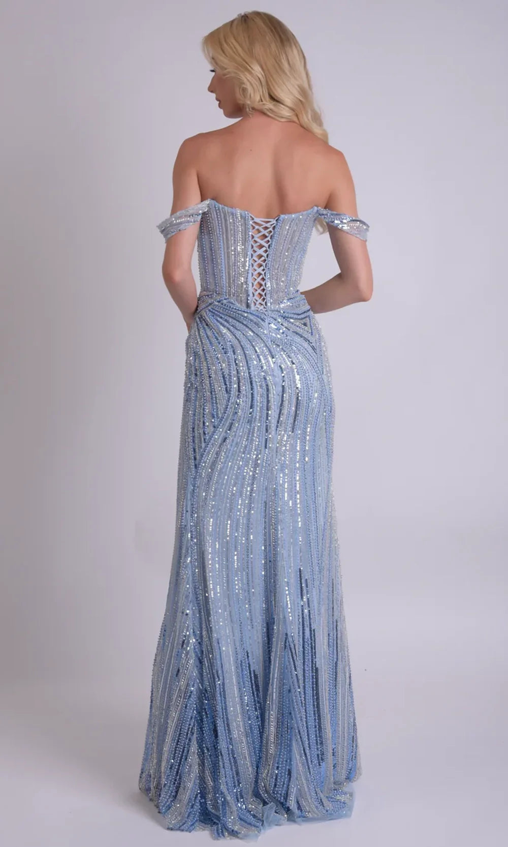 Jasz Couture 7921 - Sweetheart Lace-Up Back Shimmer Gown Prom Dresses in Light Blue