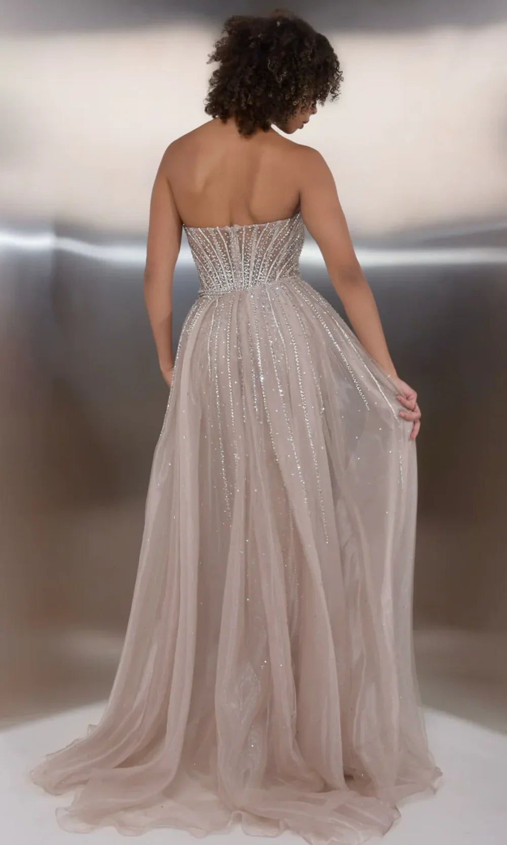 Jasz Couture 7932 - Detachable Overskirt Beaded Sweetheart Gown Prom Dresses in Champagne 