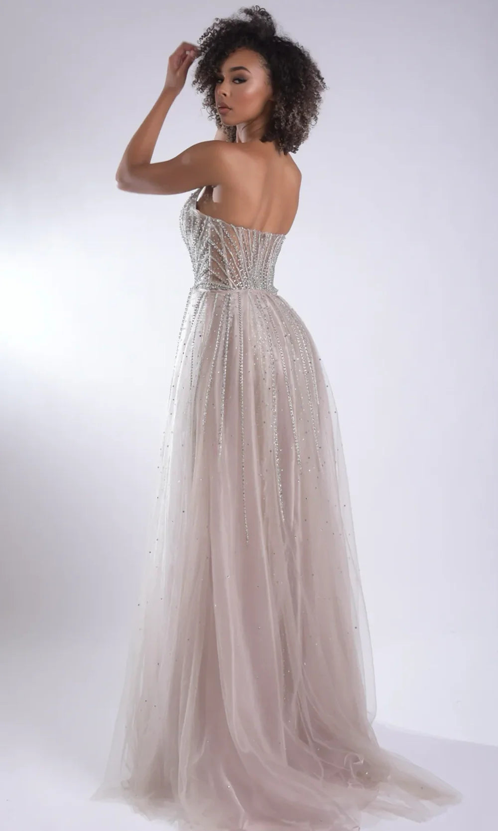 Jasz Couture 7932 - Detachable Overskirt Beaded Sweetheart Gown Prom Dresses in Champagne 