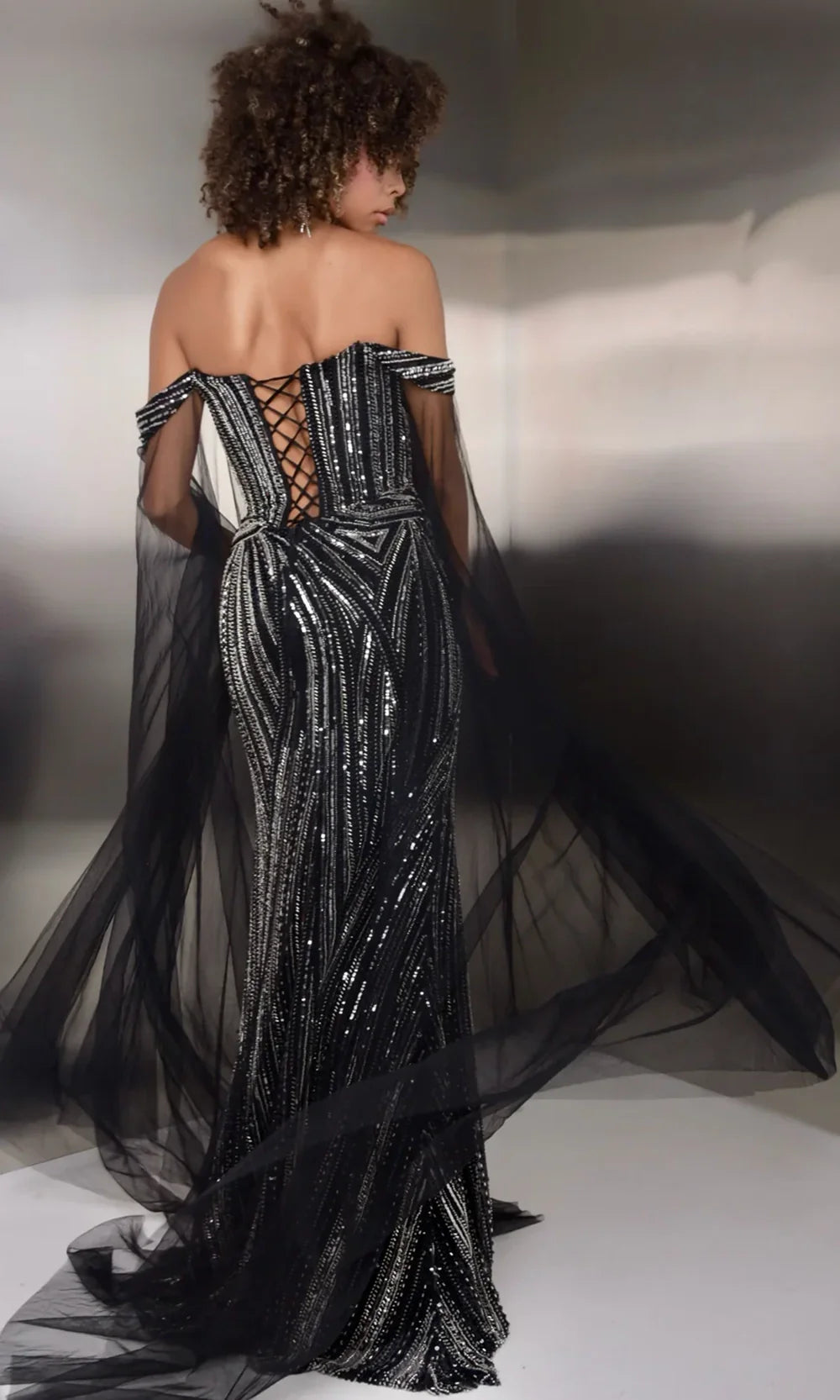 Jasz Couture 7938 - Off Shoulder Sweetheart Beaded Ornate Gown Prom Dresses in Black 