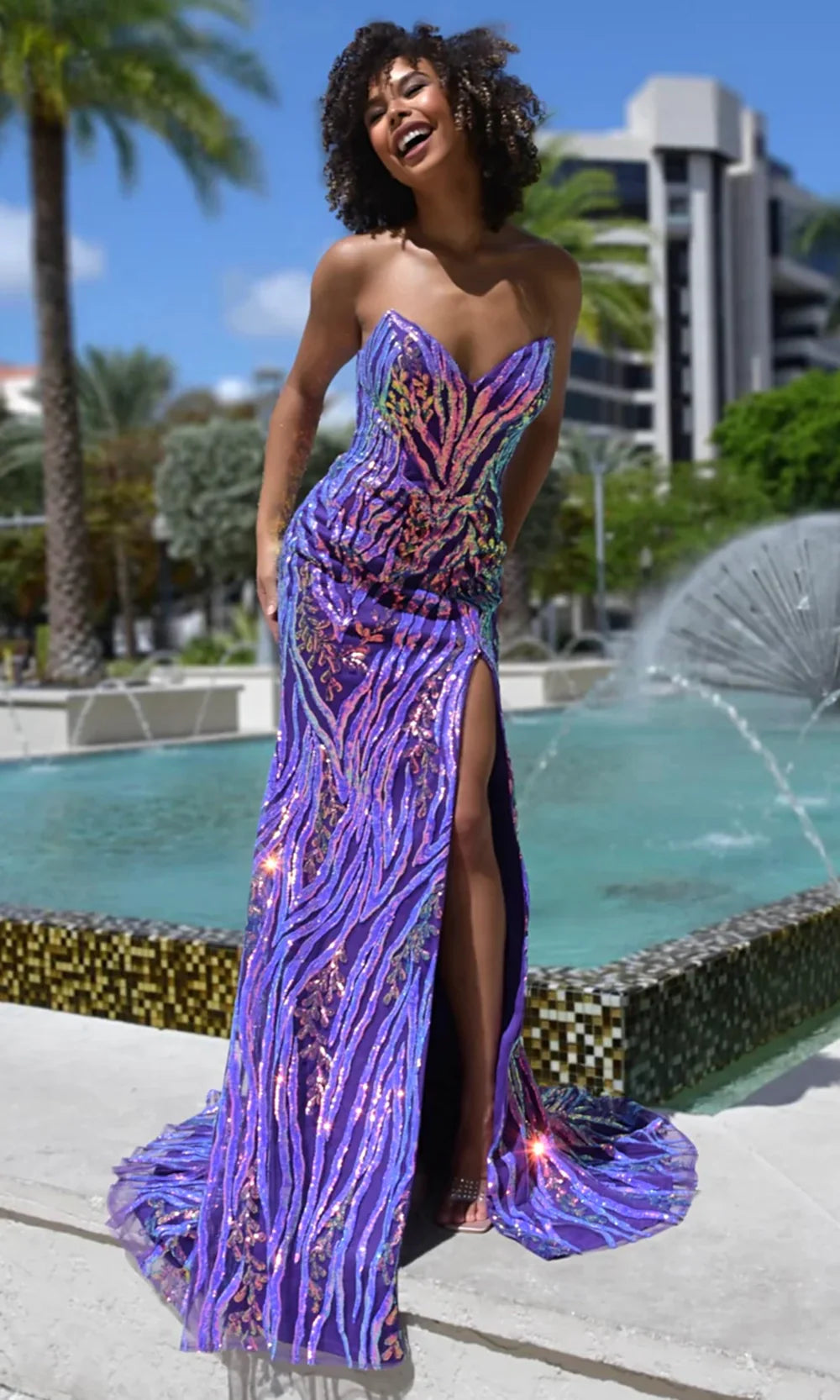 Jasz Couture 7949 - Sequin Embellished Sweetheart Fitted Gown Prom Dresses in Purple 