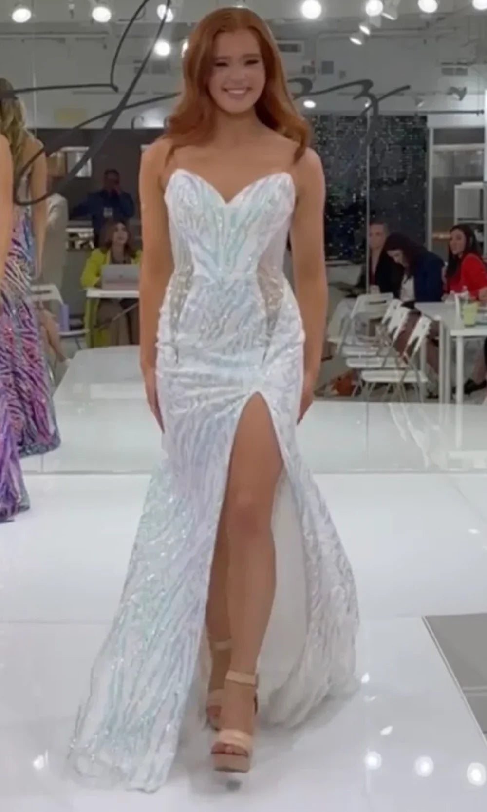 Jasz Couture 7949 - Sequin Embellished Sweetheart Fitted Gown Prom Dresses in White 