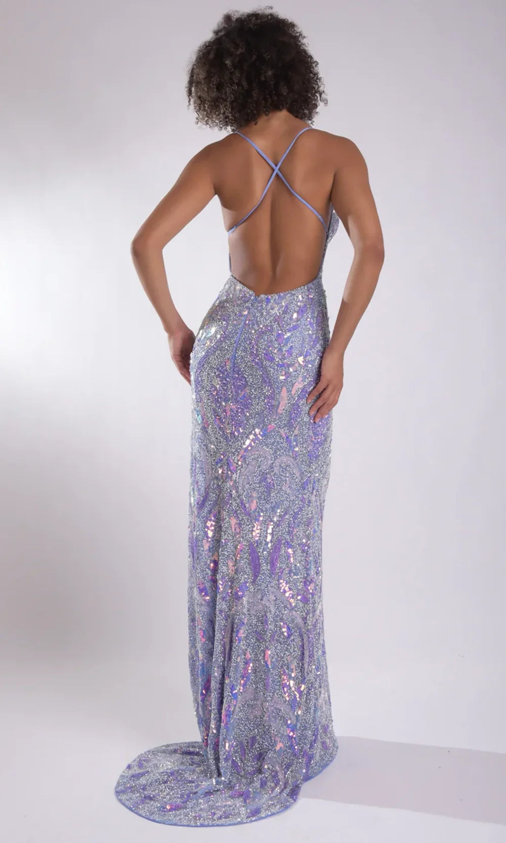 Jasz Couture 7951 - Sleeveless V-Neckline Beaded Sparkle Gown Prom Dresses in Periwinkle 