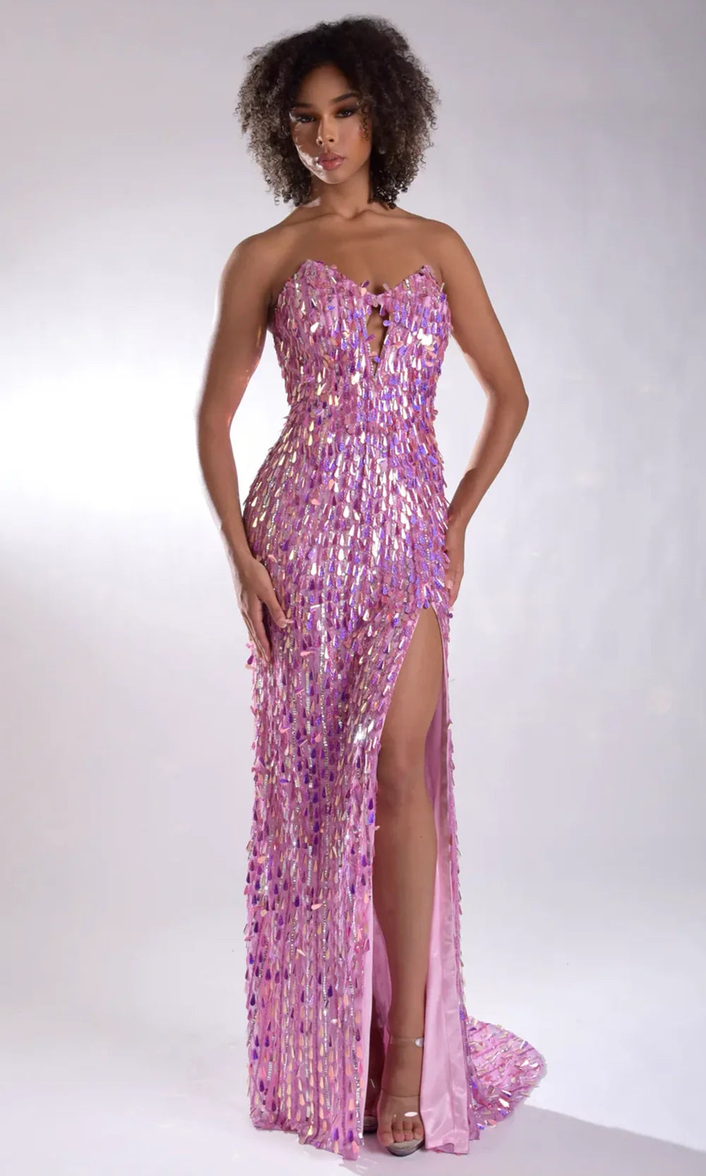 Jasz Couture 7973 - Strapless Iridescent Evening Gown Prom Dresses in Pink 