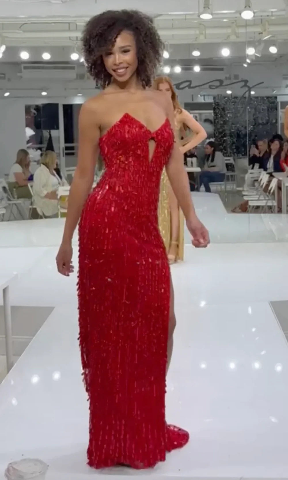 Jasz Couture 7973 - Strapless Iridescent Evening Gown Prom Dresses in Red 