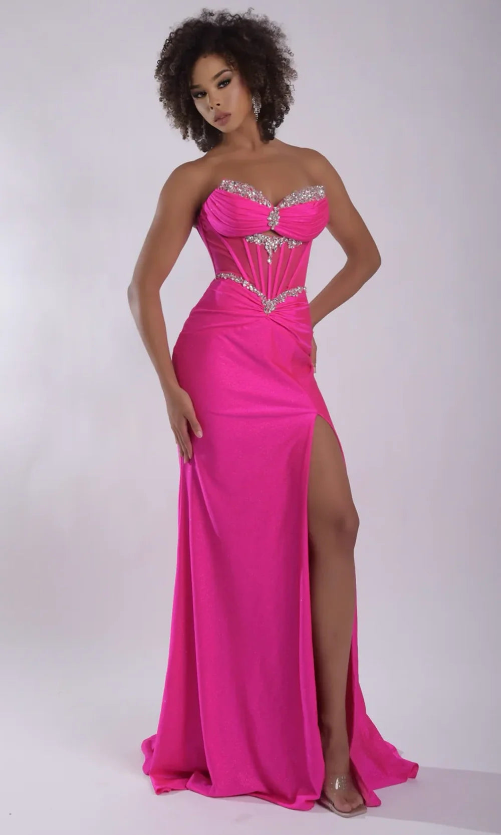 Jasz Couture 7978 - Crystal Embellished Sweetheart Sheath Prom Gown Prom Dresses in Hot Pink