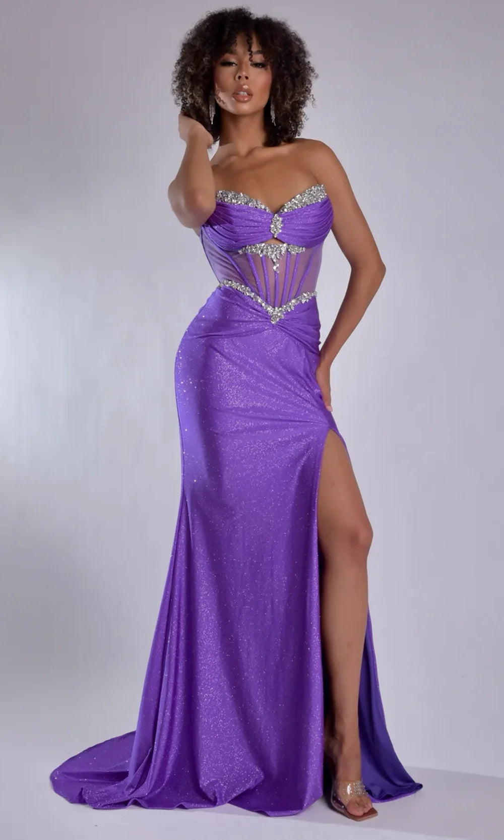 Jasz Couture 7978 - Crystal Embellished Sweetheart Sheath Prom Gown Prom Dresses in Purple 