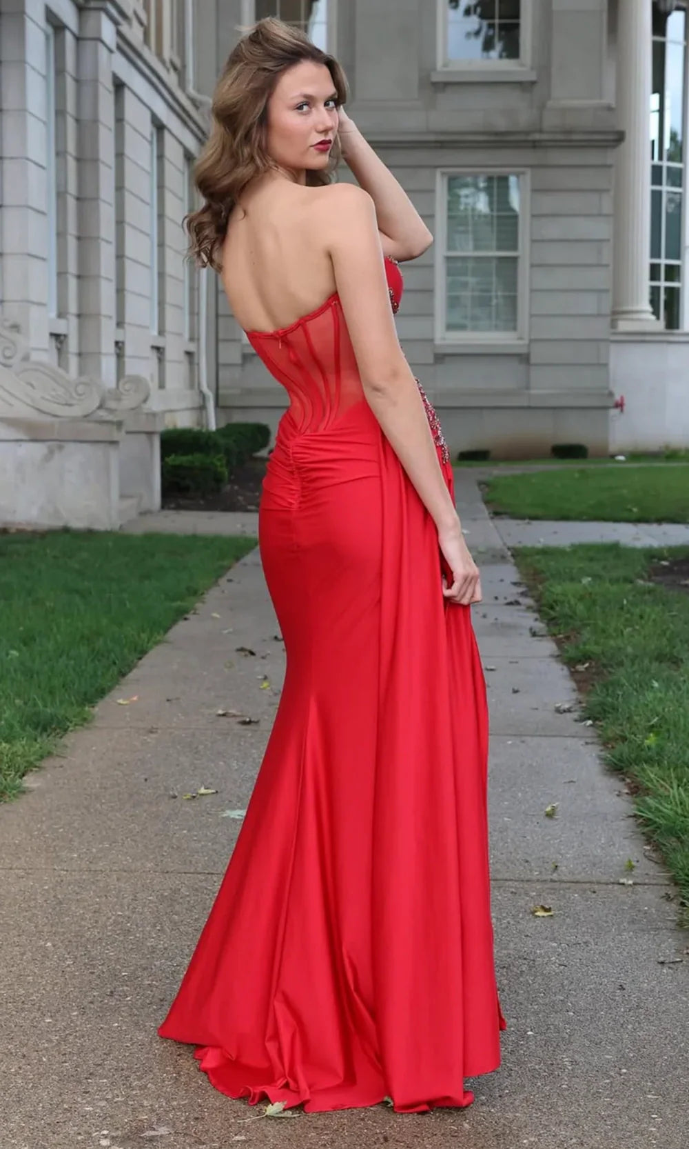 Jasz Couture 7982 - Sweetheart Neckline Crystal Embellished Prom Gown Prom Dresses in Red 