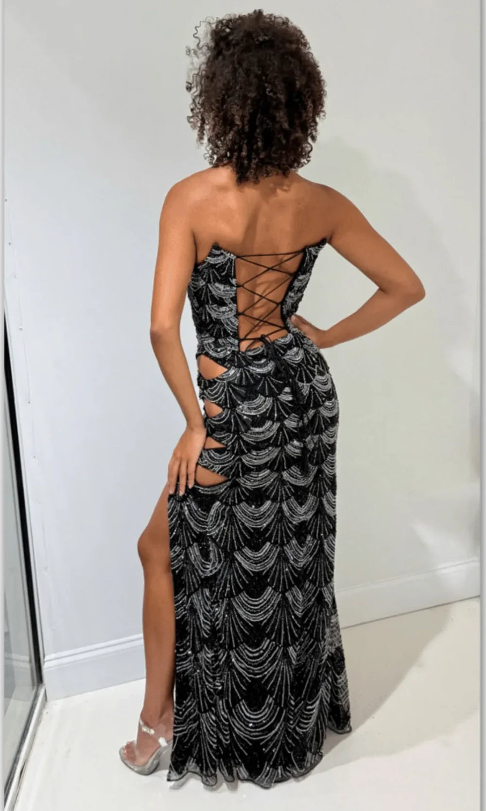 Jasz Couture 7919 - Cutout Detail Plunging Neckline Prom Gown Prom Dresses in Black 