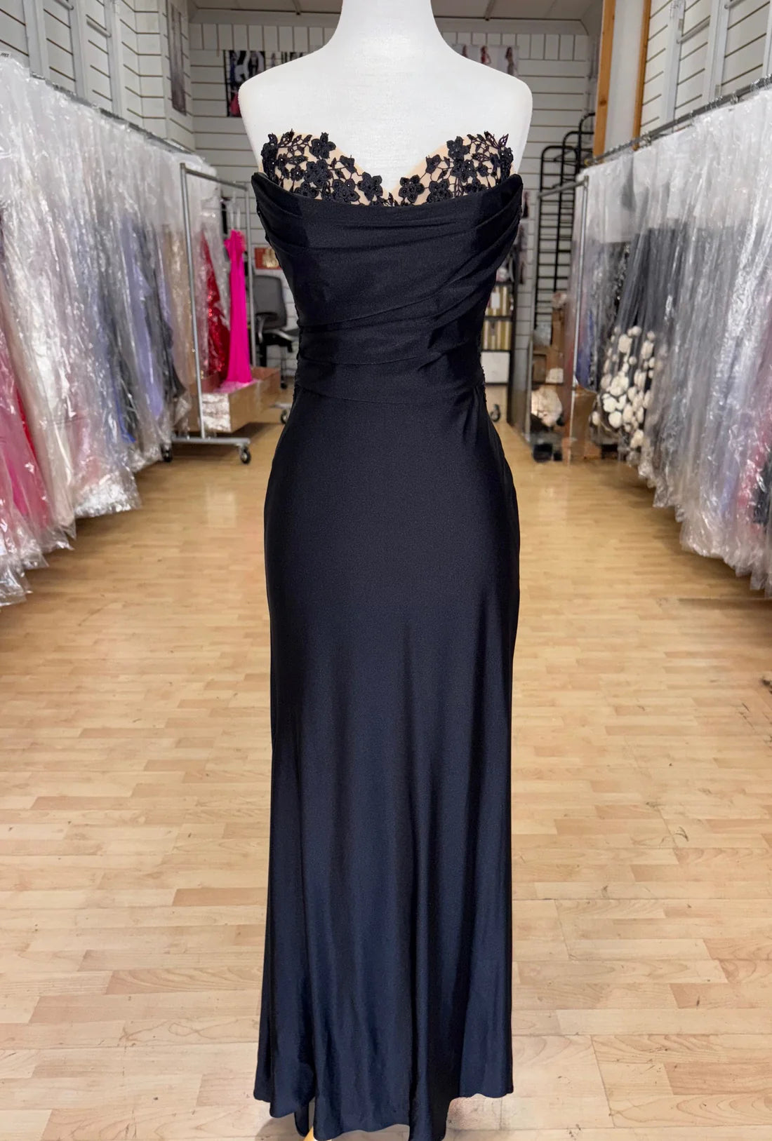 Jasz Couture 7711 - Elegant Jersey Dress with Ruched Bodice