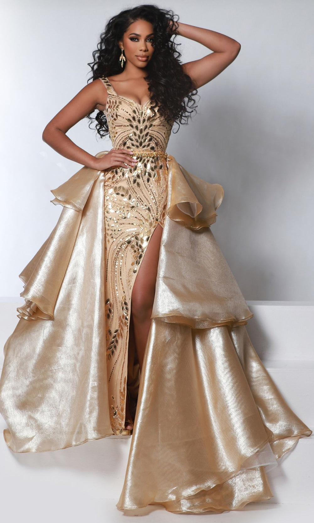 Johnathan Kayne 2935 - Sleeveless Leaf Beaded Evening Dress Evening Dresses