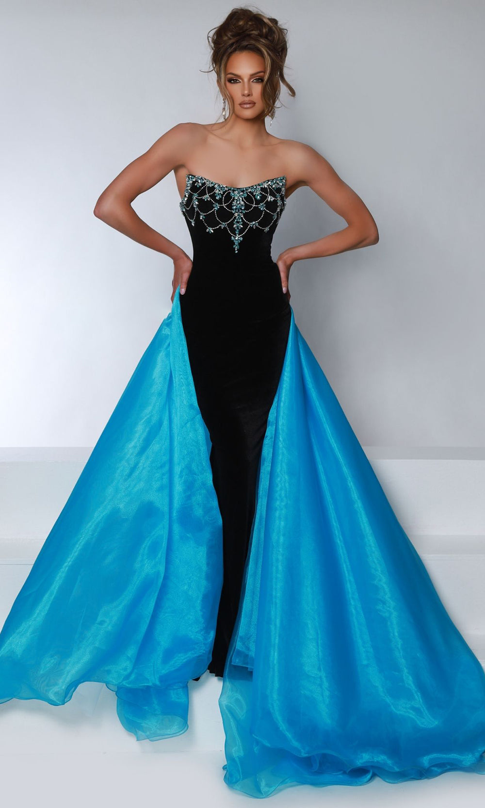 Johnathan Kayne 2945 - Strapless Overskirt Evening Gown 