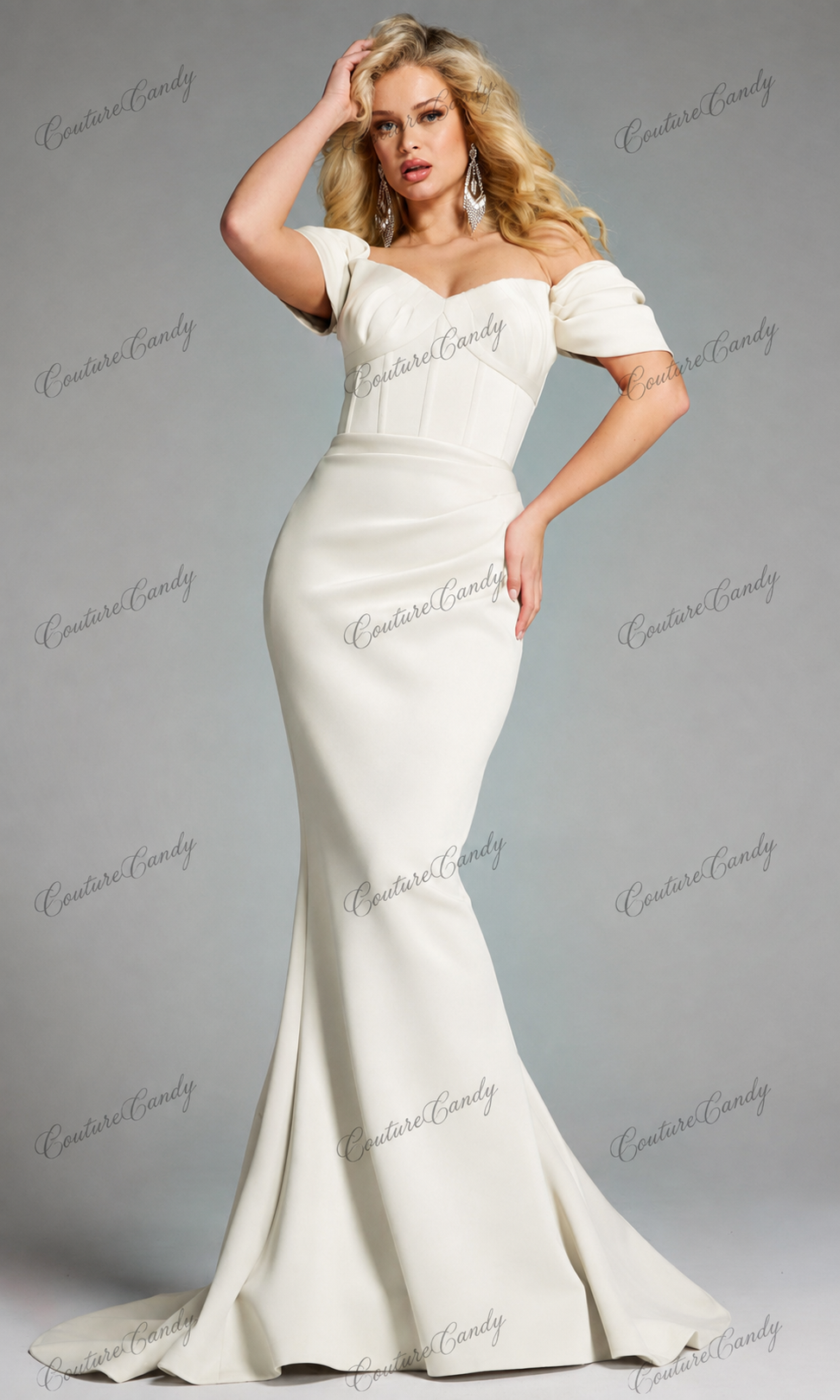 Jovani 36469 - Corset Bodice Draped Sleeve Gown