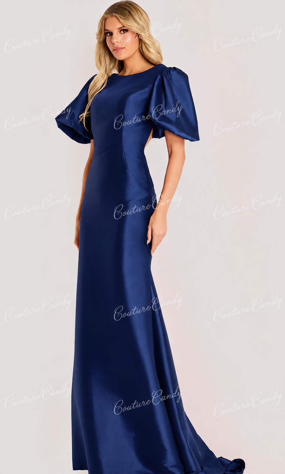 Jovani 44522 - Bateau Neck Satin Fitted Long Gown