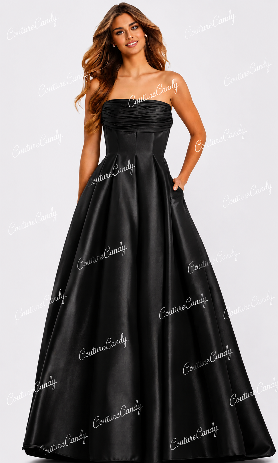 Jovani 47570 - Strapless Pleated Ballgown with Pockets