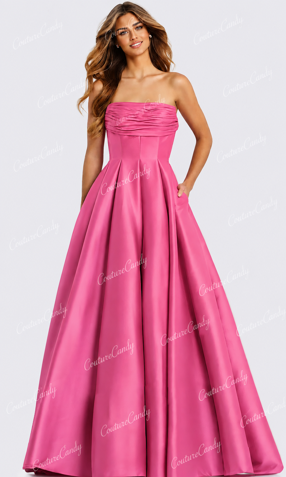 Jovani 47570 - Strapless Pleated Ballgown with Pockets