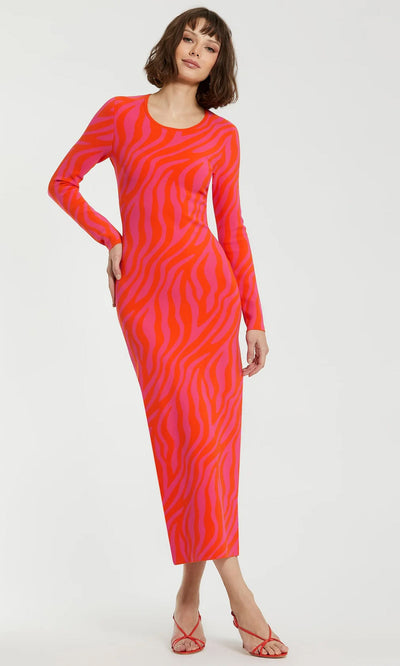 Mac Duggal K12008 - Long Sleeve Fitted Long Dress Special Occasion Dresses 0 /Hot Pink Sunset