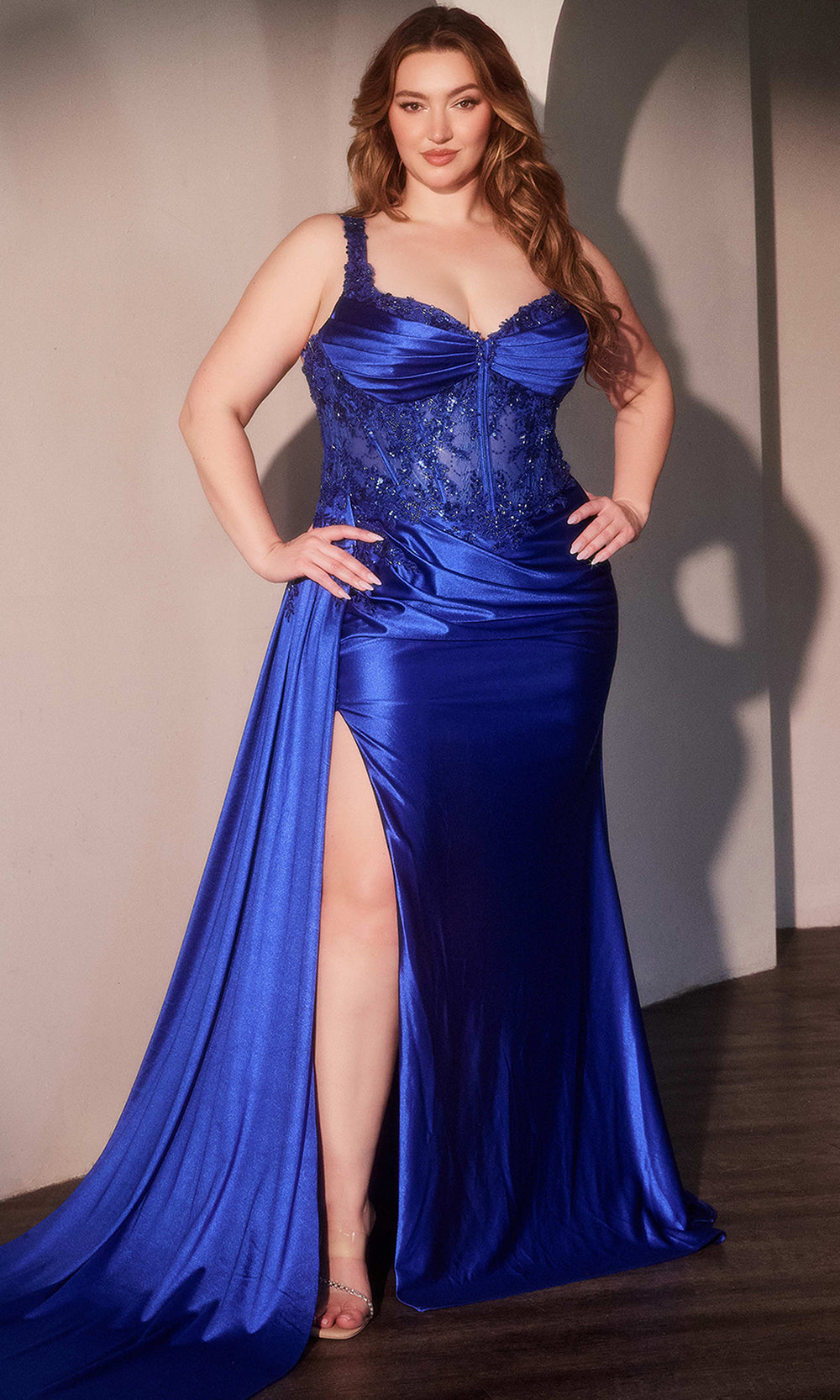 Ladivine KV1125C - Sleeveless Appliqued Embellished Prom Gown