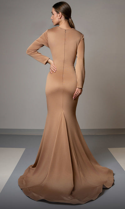 MNM Couture L0002E - Plunging V-Neck Minimalist Mermaid Gown Formal Gowns