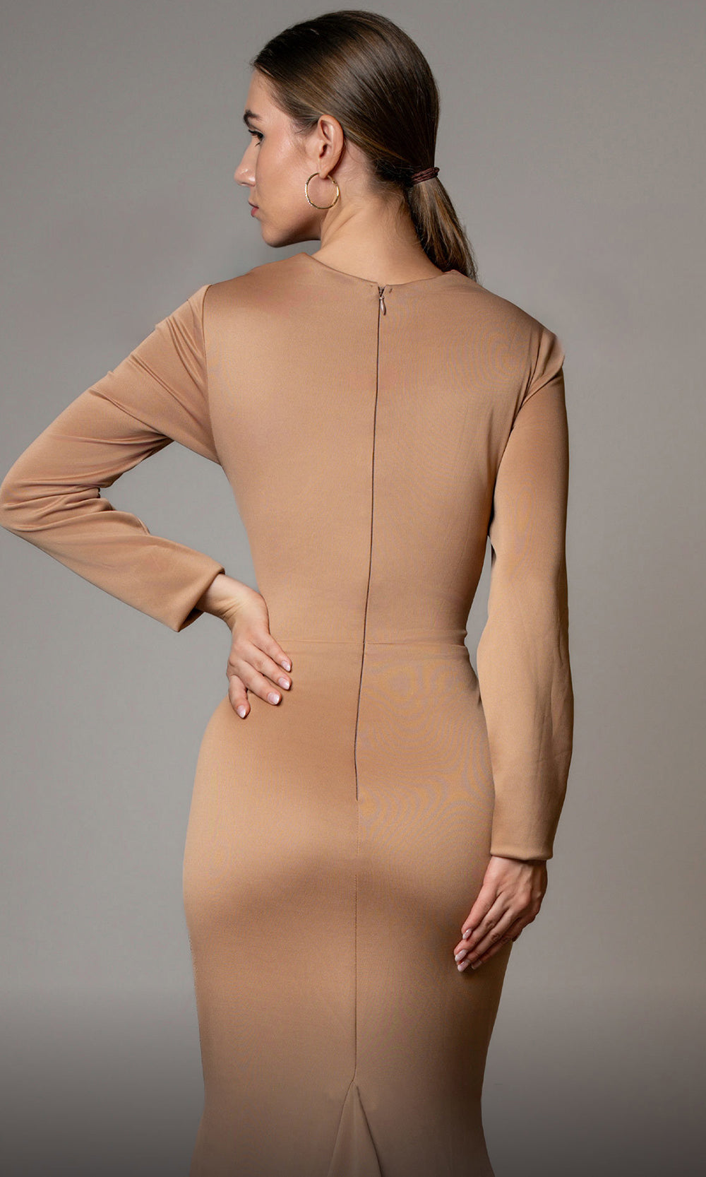 MNM Couture L0002E - Plunging V-Neck Minimalist Mermaid Gown Formal Gowns