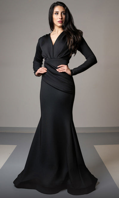 MNM Couture L0002G - Long Sleeve Fit and Flare Gown Mother of the Bride Dresses
