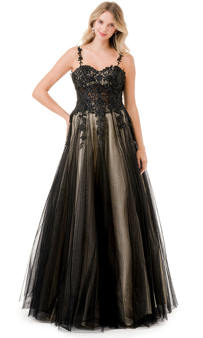 Aspeed Design L2867W - Embroidered Sleeveless Prom Gown Special Occasion Dress XXS / Black-Nude