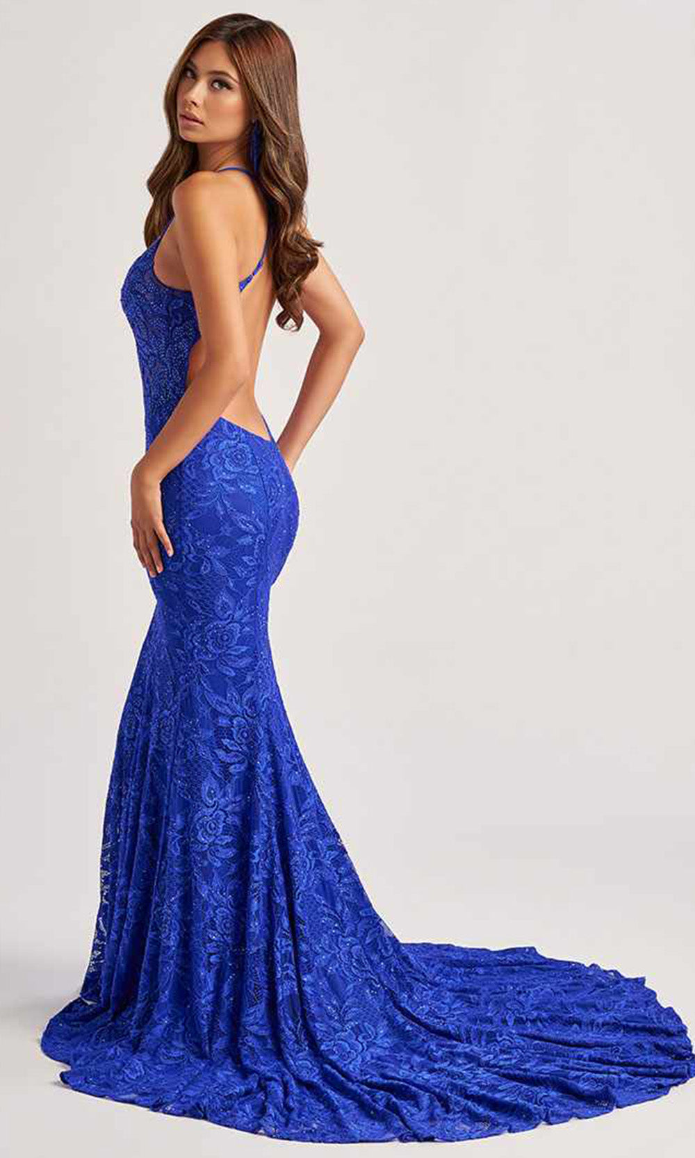 Colette by Daphne LC9002 - Mermaid Skirt Allover Lace Prom Dress Prom Dresses in Blue  
