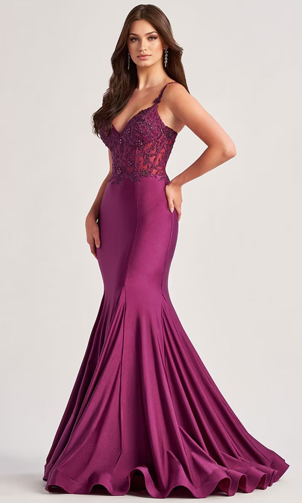 Colette by Daphne LC9011 - Mermaid Skirt Spaghetti Strap Long Dress Prom Dresses in Purple  
