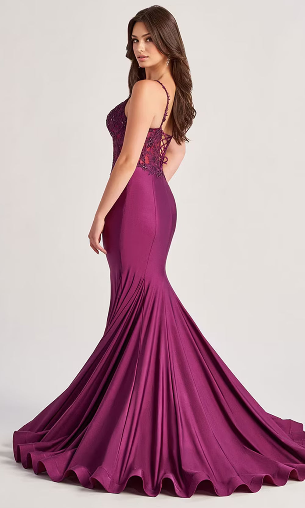 Colette by Daphne LC9011 - Mermaid Skirt Spaghetti Strap Long Dress Prom Dresses in Purple  