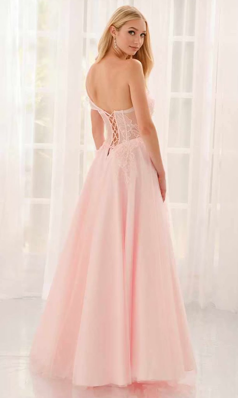 Colette by Daphne LC9050 - Layered A-Line Applique Prom Dress Prom Dresses in Pink  