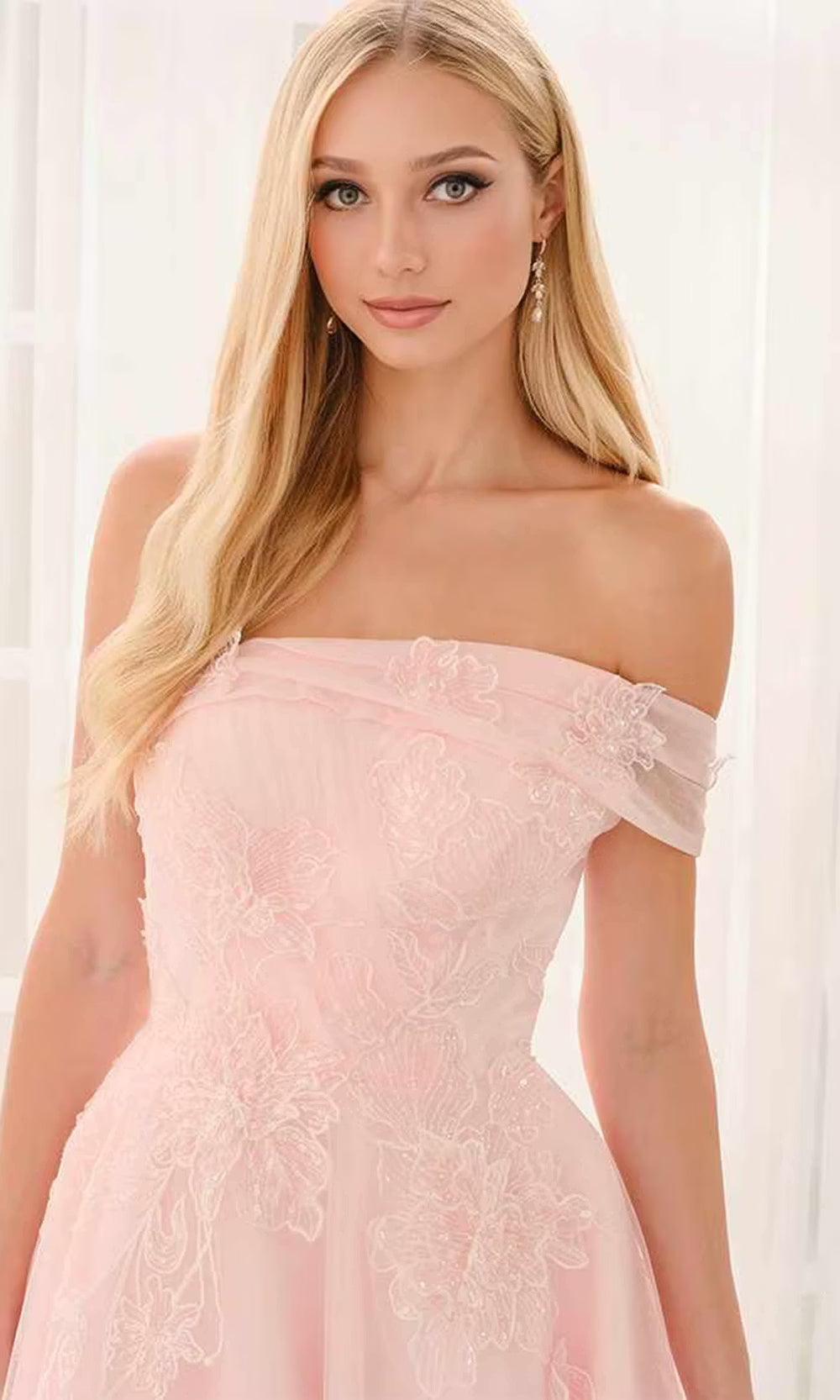 Colette by Daphne LC9050 - Layered A-Line Applique Prom Dress Prom Dresses in Pink  