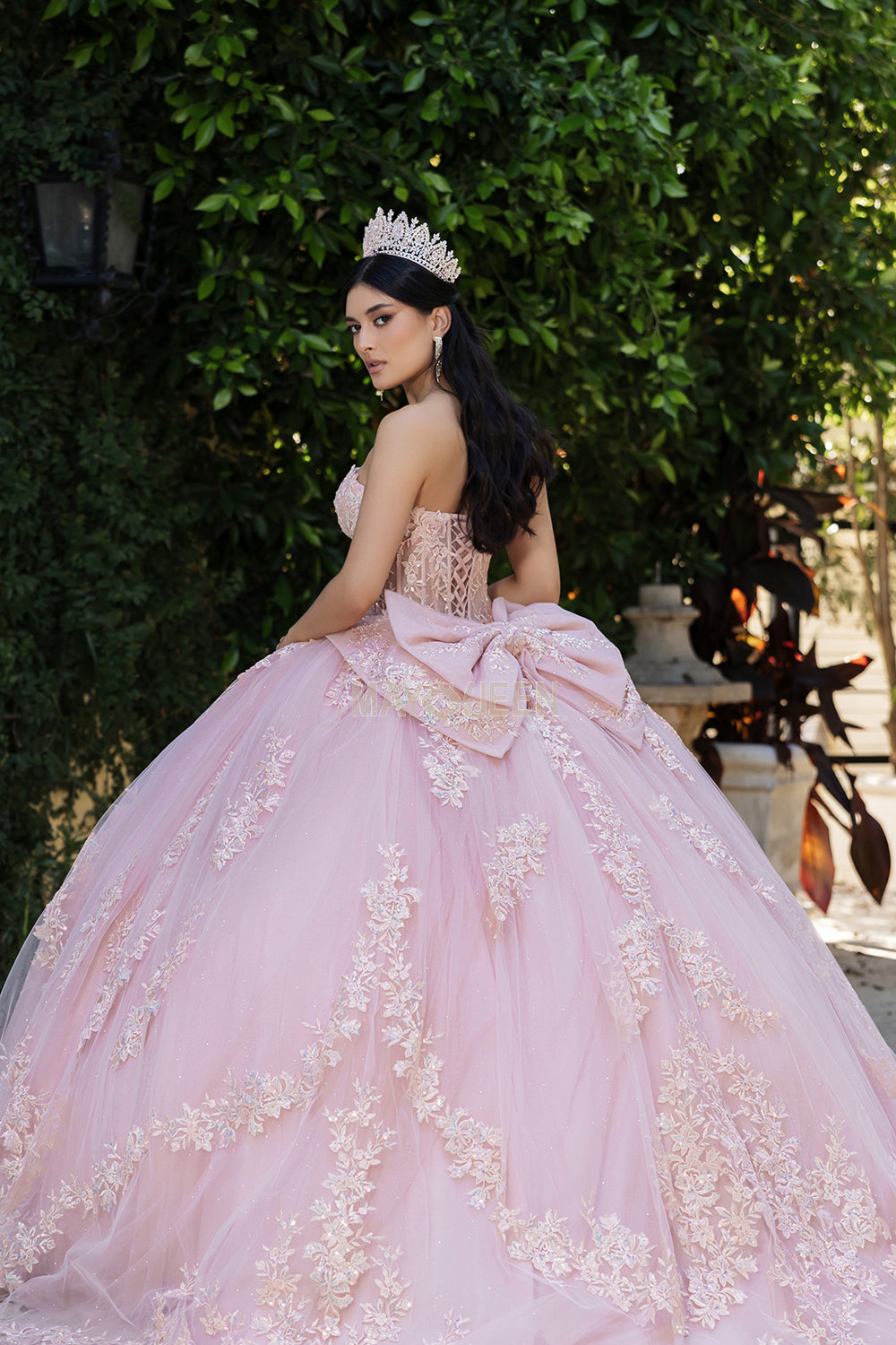 May Queen LK251 - Applique Cape Ballgown