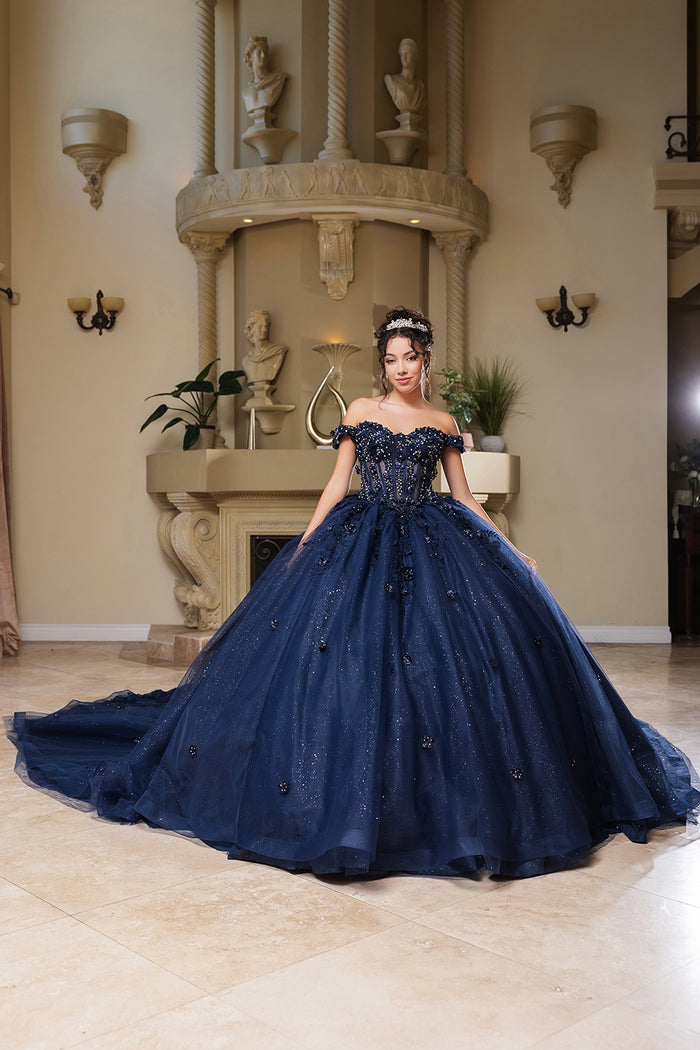 May Queen LK278 - Romantic Off Shoulder Ballgown with Bow Quinceanera Dresses