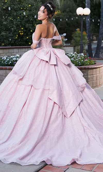 May Queen LK281 - Draped Sleeve Ballgown with Oversized Bow Bridal Dresses