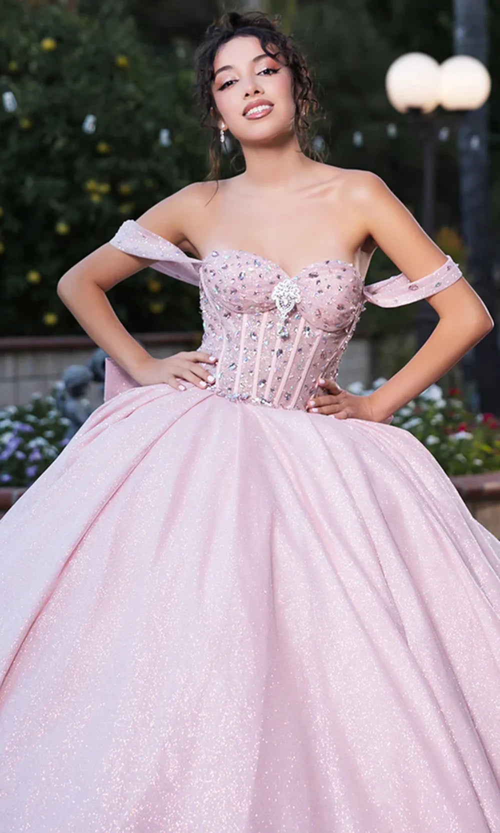 May Queen LK281 - Draped Sleeve Ballgown with Oversized Bow Bridal Dresses